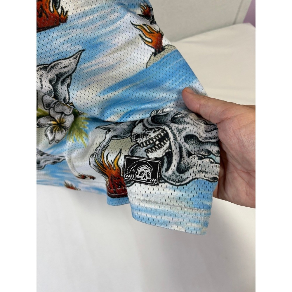 Lurking Class Sketchy Tank Skull Tropical Mesh Basketball Jersey Men's M - Picture 5 of 8